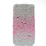 Luxmo Bling Luxurious Design Diamond Crystal Snap-on Case for Apple iPhone 4, iPhone4, Silver Pink Splash Print