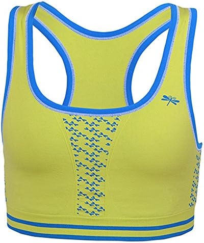 Dragonwing girlgear Girl's Racer Seamless Sports Bra, Medium (12), Chartreuse with Azure Blue Mesh
