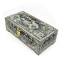Wooden mother of pearl Jewellery box, handmade jewelry lacquer box, Dia Pine