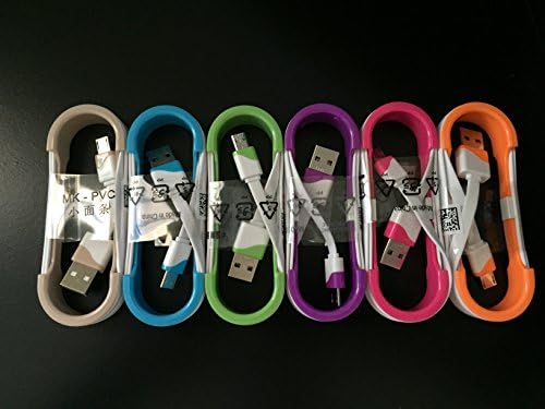 Dual Color Noodle Flat Micro USB Charger Cable 1M 3FT Data (Charge&Sync) (Purple)