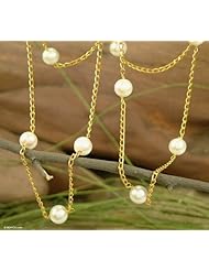 Gold vermeil pearl long necklace, Radiance