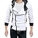 Pishon Men's Oblique Zipper Hoodie Casual Top Coat Plain Slim Fit Hooded Jackets