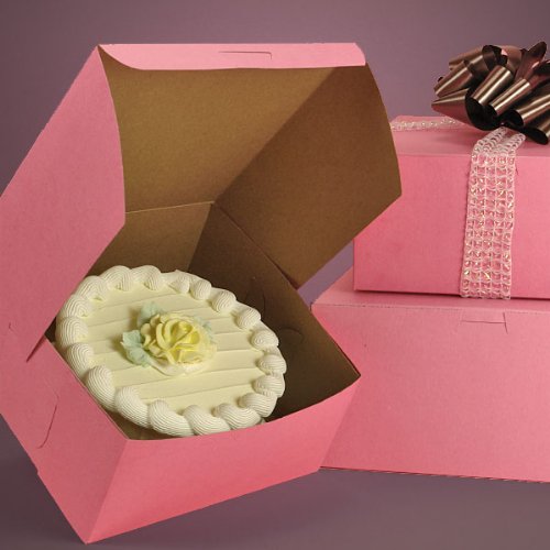 Lot of 50 Bakery Box PINK 10x10x4 for Cake Pie Pastry Cookie Cupcake