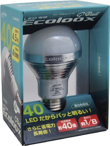 サンジェルマン LED電球 エコルークスGボール 40W型 GL-NB40CW 昼白色