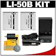 (2) CTA LI-50B Rechargeable Li-ion Batteries + Mini Battery Charger + Cleaning Kit for Olympus SP-800, SZ-10, SZ-20, SZ-30MR, TG-610, TG-810, XZ-1, Stylus TOUGH 6020 & 8010 Digital Cameras