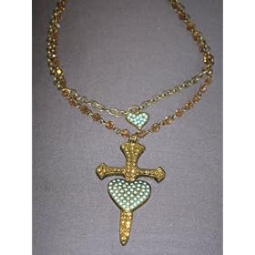 Sisi Amber Swarovski Crystal Dagger Heart Necklace