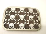 Metal & Wood Tattoo Art Rock Star Belt Buckle Skull Crossbones Design