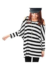 Cotton Off the Shoulder Striped Print  Shirt  Dress