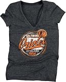 Baltimore Orioles Black Women's Deep V-Neck Tri-Blend T-Shirt