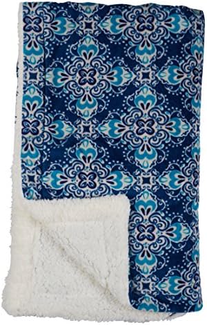 Family Pl Studio Velvet Plush Ultra Soft Sherpa Throw Blanket, 50 X 60 Inches (Damask)
