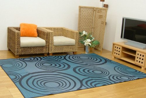 袋織り国産裏フェルト貼りい草センターラグ 「DXナルシス」 サイズ：約140x200cm カラー：ブルー(#1700400)【送料無料】 