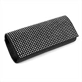 Black Satin & Clear Crystal Clutch Bag AJ25564