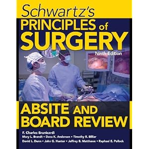 Click here to buy Schwartz's Principles of Surgery ABSITE and Board Review, Ninth Edition by F. Brunicardi, Mary Brandt, Dana Andersen, and Timothy Billiar.