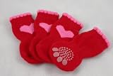 Dog Socks - Soxy Paws Pink Heart Red Socks for Dogs - Medium