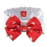 Silvercell Puppy Dog Cat Multi-Color Bow Tie Necktie Polyester Pet Collar Red+White Dot XS