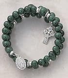 Malachite Wrap Around Five Decade Irish Celtic Catholic 6MM Rosary Bracelet Fine Religious Jewelry