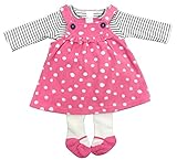 Carter's （カーターズ） ロングTシャツ フリース ジャンパースカート タイツ 3点セット (6M, PINK(水玉柄))