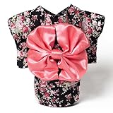 Dogloveit Japanese Kimono Style Costume Dog Clothes For Puppy Cat,Black,Medium