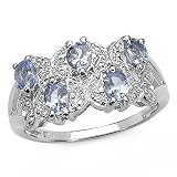 0.85 Carat Genuine Tanzanite Silver Ring