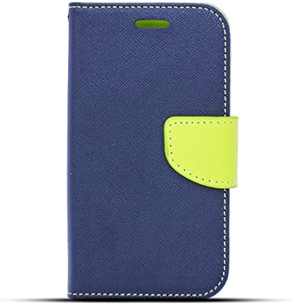 Moozy dual color Fancy Diary Book Wallet Case Flip cover with stand / wrist strap / Silicone phone holder for Samsung Galaxy Alpha G850F / G850T / G850M Blue / Light Green