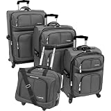 Leisure Lightweight 360 4 Piece Luggage Set, Steel, One Size
