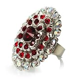 Large Oval-Shaped Crystal Cocktail Ring (Red)