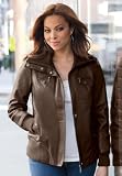 Jessica London Plus Size Leather Bomber Jacket
