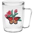 Butterfly w/Red Roses 18 oz Insulated Coffee Mug, Clear