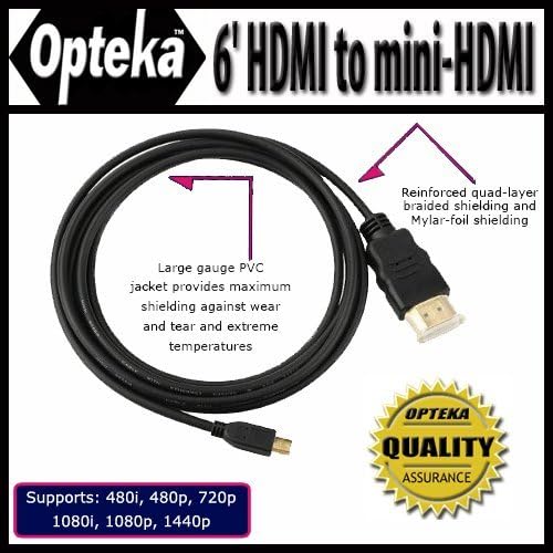Opteka Gold Plated high speed HDMI to mini-HDMI 6 Cable for Nikon Compatible Digital SLR Cameras