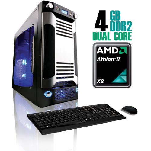 CybertronPC X-Sniper SAAN4120BRBSL, Black/Silver, AMD Athlon II X2 Dual Core 2.8GHz, 4GB DDR2, 500GB HDD, DVDRW, ATI Radeon HD4350, 400 Watt Power Supply, No O/S, 1 Year Parts & Labor Warranty