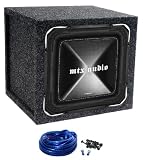 PACKAGE: MTX TS8512-22 12" SQUARE SUBWOOFER WITH 1,500 WATTS MAX AND 750 WATTS RMS + SINGLE 12" MDF SEALED SUBWOOFER ENCLOSURE + SUB BOX WIRE KIT WITH 14 GAUGE SPEAKER WIRE + SCREWS + SPADE TERMINALS