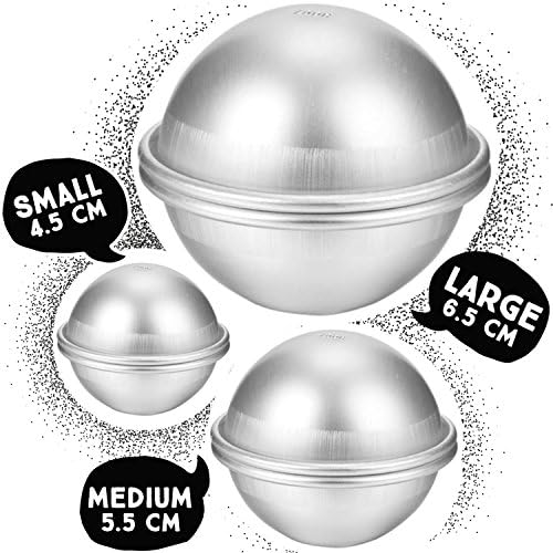Bath bomb molds by Things of Beauty: Make your own natural bath bombs set the Lush way with this kit of 3 sizes (small, medium and large), round shape in metal. FREE bath bomb recipe eBook included.