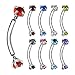 Surgical Steel Eyebrow Curve Ring with Internally Threaded Prong-Set Gem- 16GA 5/16