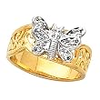 14K Two-Tone Gold Butterfly Diamond Ring - 0.07 Ct.