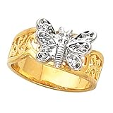 14K Two-Tone Gold Butterfly Diamond Ring - 0.07 Ct.