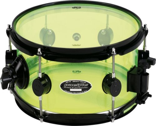 Pacific Drums by DW Acrylic Snare With Black Hardware, Hot Rod Green 6X10