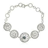 Sterling Silver Celtic Twist Round-Shaped London Blue Topaz Bracelet, 7.25"