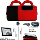 Apple Ipad Tablet ( 3G , wifi , WiFi + 3G ) Hard Nylon Cube with Pocket Carrying Case for ipad ( iPad Accessories Only ) + Includes a 4-inch eBigValue (TM) Determination Hand Strap + iPad Touch Anti Glare Screen Protector Guard (Compatible with all Versions of iPad) + Also includes a set of Fashion Earbud Headset Headphones 3.5mm Jack In-Ear Stereo + Includes an earphone case Clamshell Style with Zipper Enclosure, Inner Pocket, and Durable Exterior!