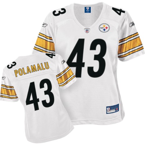 Troy Polamalu White Reebok Replica Pittsburgh Steelers Women's Jersey - XX-Large