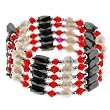 Magnetic Wrap Necklace/Bracelet - Red Bicone with Pearls - 32'' in Length