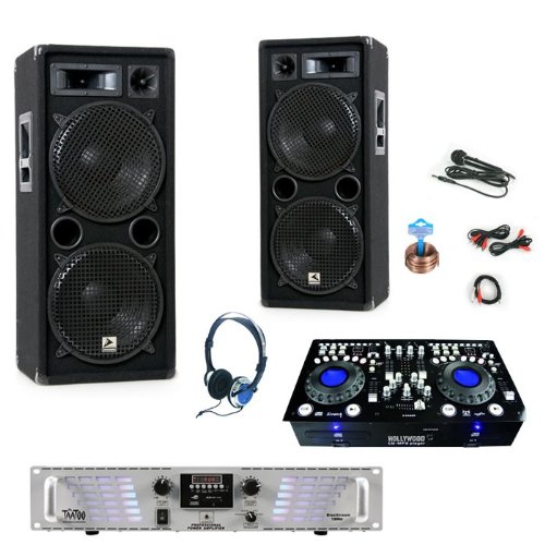 2000W PA SET Boxen Endstufe Mixer Doppel CD DJ-96