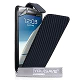Samsung Galaxy Note 2 Tasche PU Leder Kohlenstoff Faser H�lle - Schwarzvon "Yousave Accessories�"