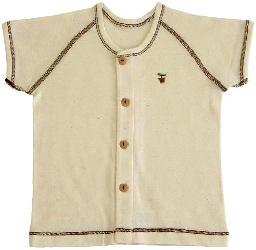 オーガニックコットン フライス 半袖前開きシャツ 95cm NO10102 日本製