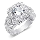 Gorgeous Cushion Cut White Cubic Zirconia Size 6 Ring in Sterling Silver