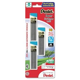 Pentel Super Hi-Polymer Lead Refill , 0.7  mm Medium, HB, 90 Pieces of Lead (C27BPHB3-K6)