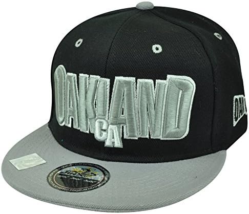 California CA Oakland Flat Bill Snapback City State Hat Cap Grey Black Town USA