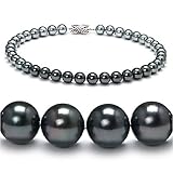 Black-Silver 10.5-11mm AA Tahitian Pearl Necklace