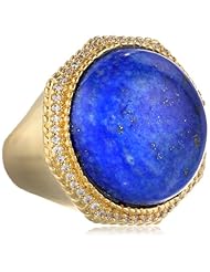 Yellow Bronze Lapis with Cubic-Zirconia Ring