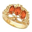 14K Yellow Gold Mexican Fire Opal and Diamond Ring