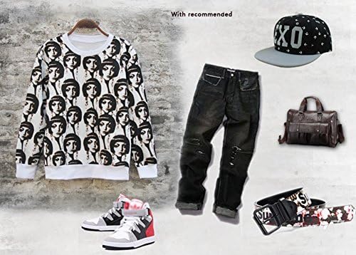 Yhting Men's Fall Winter Crew Neck Casual Sweatshirt Skateborad Tops Sweater <Vogue Girl>